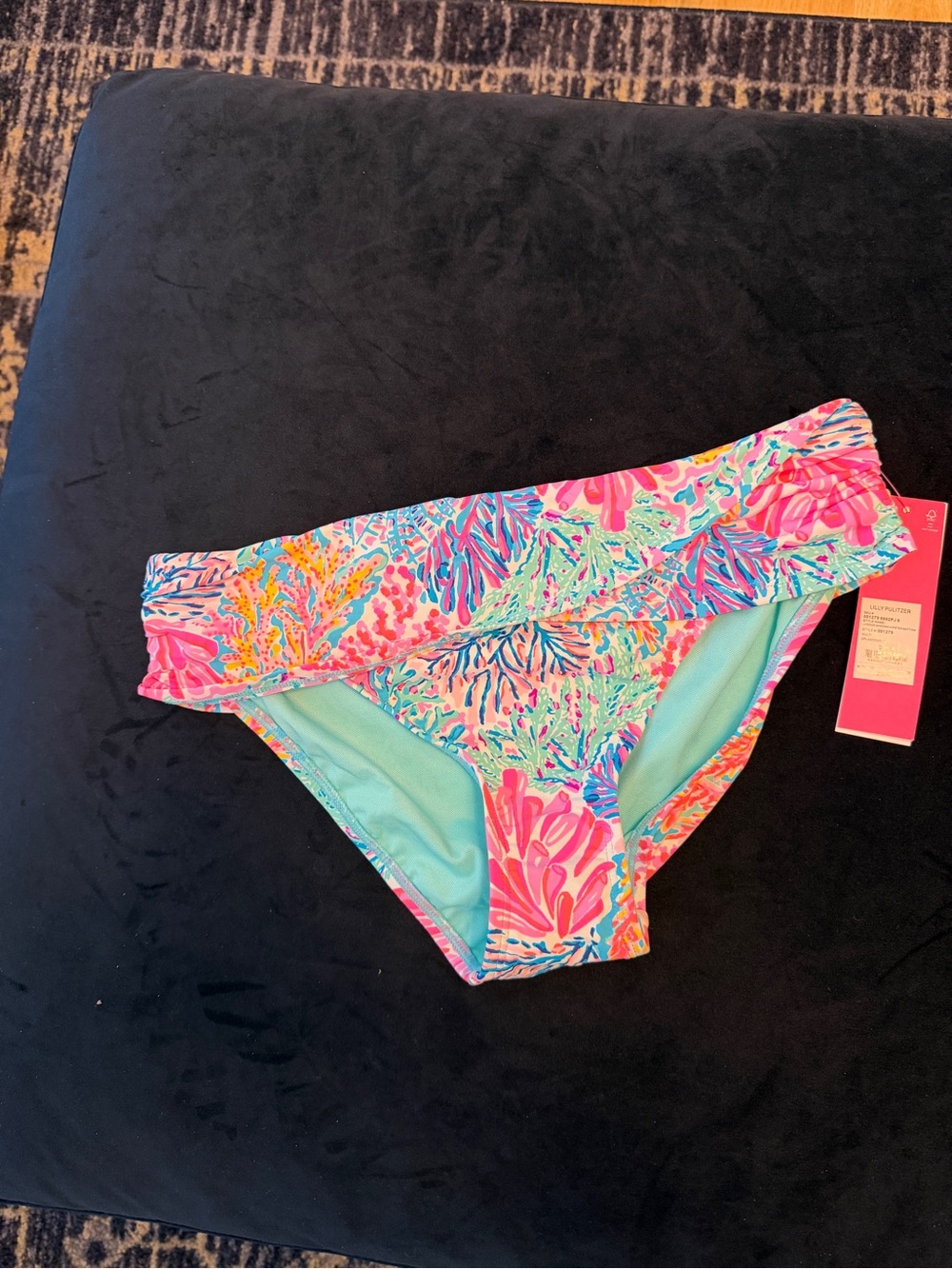 Lilly Pulitzer Pink and Aqua Floral Hipster Swim Bottom